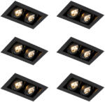 QAZQA 6 darabos modern fekete süllyesztett spotlámpa készlet 2-lámpás állítható - Oneon 70 (109861)