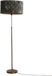 QAZQA Állólámpa bronz ovális bársony lámpabúrával, levélmintás, 50 cm - Parte (109131)