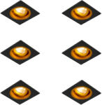 QAZQA 6 darabos süllyesztett spotlámpa készlet fekete arany színnel, 9, 3 cm, forgatható és dönthető - Chuck (109816)