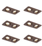 QAZQA 6 darabos, lekerekített, sötét bronz, süllyesztett spotlámpa készlet GU10 50mm-es, forgatható és dönthető IP44 2-fényű - Alberto (109780)