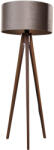 QAZQA Háromlábú állólámpa diófa, bézs bársony árnyékolóval 50 cm - Tripod Classic (109138)