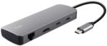 Trust dokkolóállomás DALYX USB-C, 8in1, HDMI, RJ45, 2xUSB-C, 2xUSB-A, microSD/SD kártya, szürke színben (25672)
