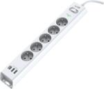 Winner Group WG - Túlfeszültségvédő 5 slot 2x USB-A 1x USB-C, kábel 1, 5 méter, fehér (12520)