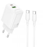 BOROFONE Incarcator Retea Cu Cablu USB-C Borofone BN29 Fuente, 30W, 3A, 1 x USB-A - 1 x USB-C, Alb (inc/us/bor/bn29/30/3a/a)