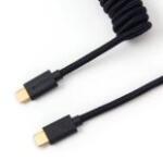 KEYCHRON Coiled Aviator USB-C M/M Adatkábel - 0.9m Fekete (+USB-C - USB-A adapter) CAB-B
