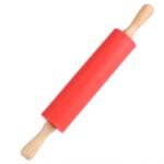 Original Deals Szilikon sodrófa, forgó tengellyel és bambusz fa fogantyúkkal, tészta formázáshoz, prémium minőség és kidolgozás, 19, 5 cm, piros (22AGL0794)