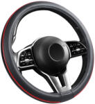 Autolife Bőrhatású Kormányvédő 38cm / Piros betétes (00788)