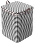 Flippy Cipzáras tárolódoboz, Flippy, Összehajtható, Megerősített fogantyú, Tartós cipzár, Ruhákhoz, Takarókhoz, Paplanokhoz, Párnákhoz, Ágyneműhöz, Játékokhoz, 50x50x70 cm, 180 Liter, Kockás, Fekete-fehér (1