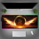 VisionHub Nagy XXL RGB Professzionális gaming egérpad VisionHub, LED fények, puha felület, gumírozott csúszásgátló alap, többféle világítási mód, állítható fényerő, 900x400x4 mm, Szárnyak (V-0014)