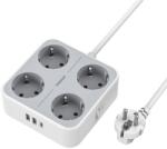 Tessan TS-302-C hosszabbító kábel, 4 aljzat, 2xUSB-A, 1xUSB-C, 3A, kábel 2m
