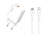 YOOUP hálózati töltő 1xUSB + 1xUSB-C aljzattal + Lightning kábel 20W NC56-D (NC56-D + NB36-CL-1M) (NC56-D + NB36-CL-1M)