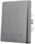 SmartWise B63 UNI Zigbee 3.0 + RF, 3 áramkörös, gombos villanykapcsoló, szürke (B6 UNI 3-GANG Zigbee+RF433)