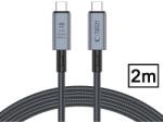Tech-Protect Kábel töltéshez és adatátvitelhez TECH-PROTECT UltraBoost Max, 2x USB Type-C, 5A, 8K, 40Gbps, PD240W, 2m, szürke