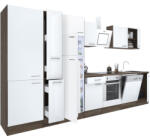 Leziter Yorki 370 konyhabútor yorki tölgy korpusz, selyemfényű fehér front alsó sütős elemmel polcos szekrénnyel és felülfagyasztós hűtős szekrénnyel (L370YFH-SUT-PSZ-FF) - leziteronline