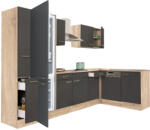 Leziter Yorki 310 sarok konyhabútor sonoma tölgy korpusz, selyemfényű antracit fronttal alulagyasztós hűtős szekrénnyel (LS310STAN-AF) - leziteronline