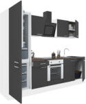 Leziter Yorki 270 konyhabútor fehér korpusz, selyemfényű antracit front alsó sütős elemmel alulfagyasztós hűtős szekrénnyel (L270FHAN-SUT-AF) - leziteronline