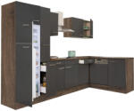 Leziter Yorki 310 sarok konyhabútor yorki tölgy korpusz, selyemfényű antracit fronttal felülfagyasztós hűtős szekrénnyel (LS310YAN-FF) - leziteronline