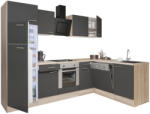 Leziter Yorki 280 sarok konyhabútor sonoma tölgy korpusz, selyemfényű antracit front alsó sütős elemmel felülfagyasztós hűtős szekrénnyel (LS280STAN-SUT-FF) - leziteronline