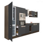 Leziter Yorki 370 konyhabútor yorki tölgy korpusz, selyemfényű antracit fronttal alulfagyasztós hűtős szekrénnyel (L370YAN-AF) - leziteronline