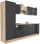 Leziter Yorki 280 konyhabútor sonoma tölgy korpusz, selyemfényű antracit fronttal polcos szekrénnyel (L280STAN-PSZ) - leziteronline