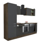 Leziter Yorki 280 konyhabútor yorki tölgy korpusz, selyemfényű antracit front alsó sütős elemmel polcos szekrénnyel (L280YAN-SUT-PSZ) - leziteronline