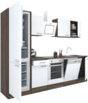 Leziter Yorki 280 konyhabútor yorki tölgy korpusz, selyemfényű fehér front alsó sütős elemmel alulfagyasztós hűtős szekrénnyel (L280YFH-SUT-AF) - leziteronline