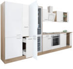 Leziter Yorki 360 konyhabútor sonoma tölgy korpusz, selyemfényű fehér front alsó sütős elemmel polcos szekrénnyel és alulfagyasztós hűtős szekrénnyel (L360STFH-SUT-PSZ-AF) - leziteronline