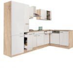 Leziter Yorki 310 sarok konyhabútor sonoma tölgy korpusz, selyemfényű fehér fronttal polcos szekrénnyel (LS310STFH-PSZ) - leziteronline