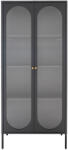 House Nordic Adelaide vitrin, fekete, 2 hullámos üvegajtó 80x35x180 cm (3001200) - leziteronline