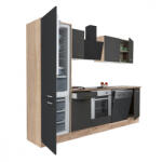 Leziter Yorki 280 konyhabútor sonoma tölgy korpusz, selyemfényű antracit front alsó sütős elemmel alulfagyasztós hűtős szekrénnyel (L280STAN-SUT-AF) - leziteronline