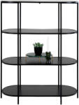 House Nordic Vita Ovális polc, 4 polcos, fekete, fekete keret 85x36x111 cm (3001150) - leziteronline