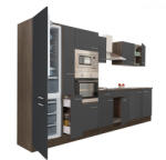 Leziter Yorki 360 konyhabútor yorki tölgy korpusz, selyemfényű antracit fronttal alulfagyasztós hűtős szekrénnyel (L360YAN-AF) - leziteronline