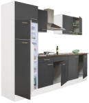Leziter Yorki 270 konyhabútor fehér korpusz, selyemfényű antracit fronttal felülfagyasztós hűtős szekrénnyel (L270FHAN-FF) - leziteronline