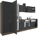 Leziter Yorki 330 konyhabútor yorki tölgy korpusz, selyemfényű antracit front alsó sütős elemmel polcos szekrénnyel és alulfagyasztós hűtős szekrénnyel (L330YAN-SUT-PSZ-AF) - leziteronline