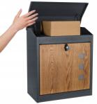  XXL Csomagbedobó Postaláda Kerítésre, Antracit-Fa