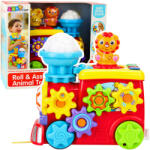 LeanToys Zenélő Interaktív Mozdony Kisgyermekeknek Fogazott Kerekek Színes