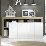 mc Akcent Комод LENOR 184x93x42 см бял/светъл дъб (MC0146)