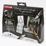 uni Chalk PWE-5M karácsonyi 4 db-os elegáns színek folyékony kréta készlet (fehér, fekete, arany, ezüst) 2UPWE5M4DBELEGANS4 (2UPWE5M4DBELEGANS4)