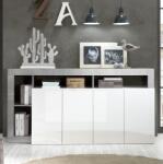 mc Akcent Комод LENOR 184x93x42 см бял/сив бетон (MC0144)