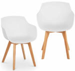  Skandináv műanyag vödrös szék fa lábakkal, 150 kg-ig, 2 db fehér