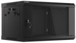 Lanberg 19 fali rack szekrény 6U/600X450 üvegajtó, lapraszerelt, fekete V2 (WF01-6406-10B)