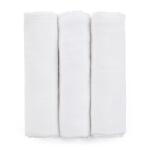 Petite&Mars Petite&Mars, Moussy Total White, set de scutece din muselina de bambus, 68x68 cm, 3 buc