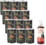  Wild Farm WILD FARM Monoprotein sertéshús 12x800g hipoallergén kutyatáp + Lab-V 100% lazacolaj kutyáknak és macskáknak minden korosztály számára 1000ml hidegen sajtolva