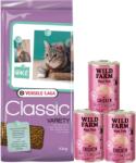 Versele-Laga Versele-Laga Classic Cat Variety 10kg + WILD FARM Csirkés Pástétom 3x400g - gluténmentes macskaeledel