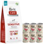 Brit BRIT CARE Gabonamentes Sensitive szarvasmarha 12kg + WILD FARM Marhapástétom 6x400g gluténmentes kutyatáp