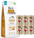 Brit BRIT CARE Dog Gabonamentes Senior & Light Lazac 12kg + WILD FARM Marhahúsos Pástétom 6x400g gluténmentes kutyatáp