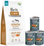 Brit BRIT CARE Dog Grain-free Senior & Light lazac 12kg + Wild Farm Superfood lazac 3x400g gabonamentes kutyatáp
