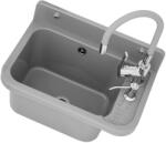 Lavre falikút - háztartási mosogató + hajlítható csaptelep + adagoló + szifon (szürke)