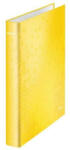 LEITZ Gyűrűs könyv, 4 gyűrű, D alakú, 40 mm, A4 Maxi, karton, LEITZ "Wow", sárga (E42420016) - fapadospatron