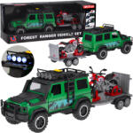 Inlea4Fun Interaktív terepjáró motorkaszállító utánfutóval FOREST RANGER VEHICLE SET (JO-ZA5913)